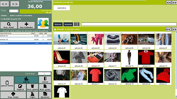 pantalla de ventas del tpv para tiendas de ropa con gestión de tallas y colores