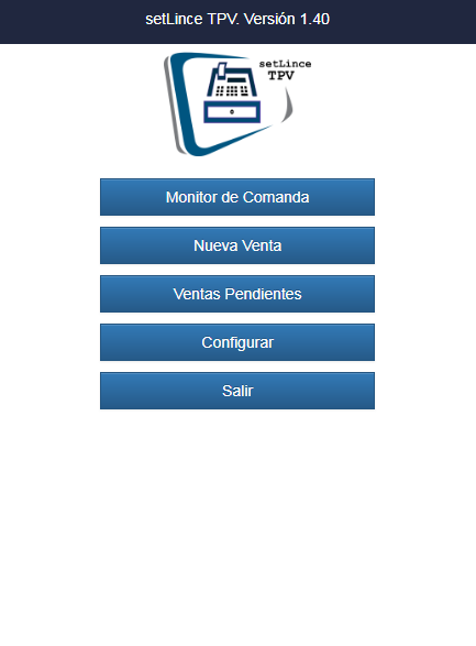 pantalla principal setLince TPV  PDA